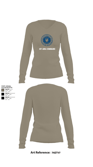 Womens Long Sleeve Vneck Shirt, 1st Area Command, , Teamtime, Team time, sublimation, custom sports apparel, team uniforms, spirit wear, spiritwear, sports uniforms, custom shirts, team store, custom team store, fundraiser sports, apparel fundraiser