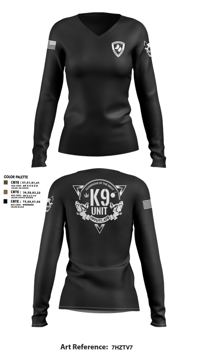 Guardians of the Night 82205307 Women's Long Sleeve V-neck Shirt - 107