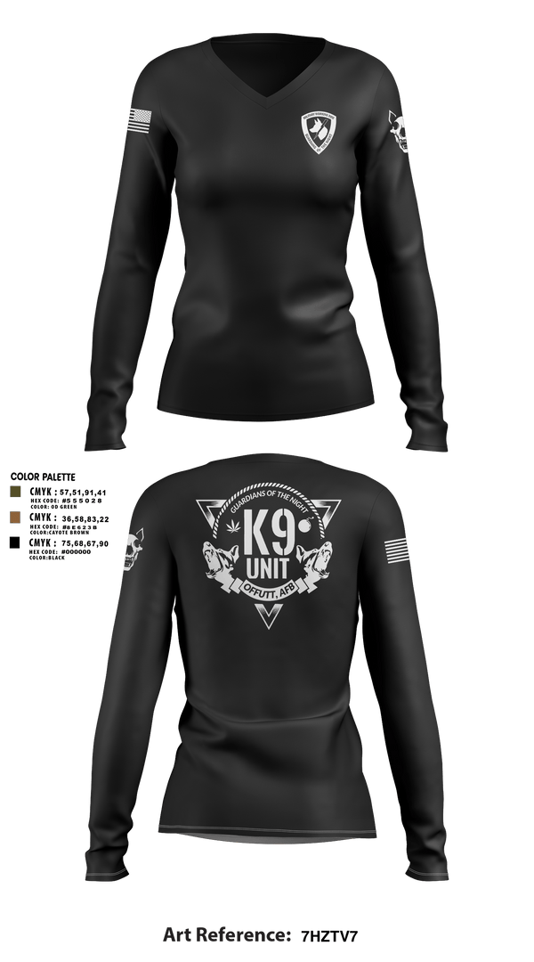 Womens Long Sleeve Vneck Shirt, Guardians of the Night, , Teamtime, Team time, sublimation, custom sports apparel, team uniforms, spirit wear, spiritwear, sports uniforms, custom shirts, team store, custom team store, fundraiser sports, apparel fundraiser