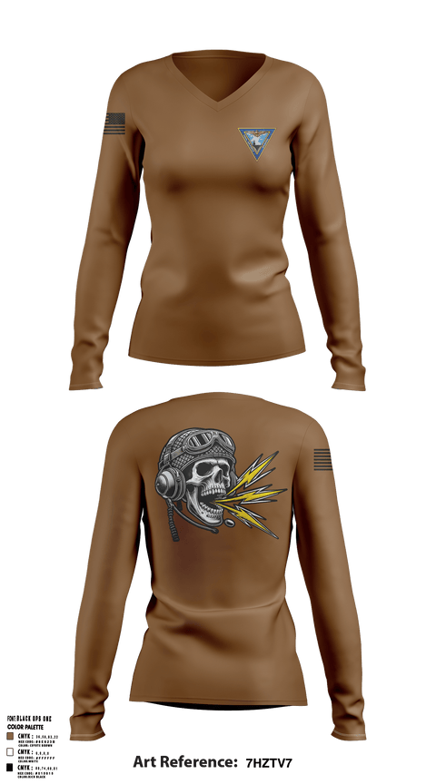 Womens Long Sleeve Vneck Shirt, COMNAVAIRLANT N6, , Teamtime, Team time, sublimation, custom sports apparel, team uniforms, spirit wear, spiritwear, sports uniforms, custom shirts, team store, custom team store, fundraiser sports, apparel fundraiser