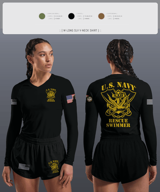 Womens Long Sleeve Vneck Shirt, Aircrew Rescue Swimmer, , Teamtime, Team time, sublimation, custom sports apparel, team uniforms, spirit wear, spiritwear, sports uniforms, custom shirts, team store, custom team store, fundraiser sports, apparel fundraiser
