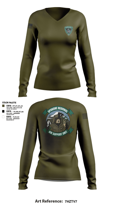 Spokane Regional Air Support Unit 73672430 Women's Long Sleeve V-neck Shirt - 101
