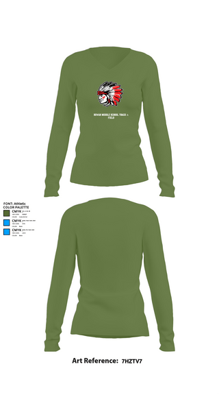 Womens Long Sleeve Vneck Shirt, Howar Middle School Track & Field, Track & Field, Teamtime, Team time, sublimation, custom sports apparel, team uniforms, spirit wear, spiritwear, sports uniforms, custom shirts, team store, custom team store, fundraiser sports, apparel fundraiser