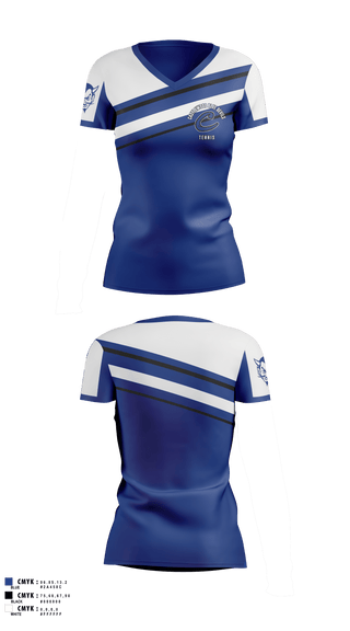 Womens Short Sleeve Vneck Shirt, Castlewood Blue Devils, Tennis, Teamtime, Team time, sublimation, custom sports apparel, team uniforms, spirit wear, spiritwear, sports uniforms, custom shirts, team store, custom team store, fundraiser sports, apparel fundraiser
