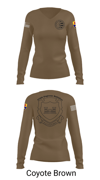 Womens Long Sleeve Vneck Shirt, 132d MRBC, 579th EN BN, 49th MP DIV, , Teamtime, Team time, sublimation, custom sports apparel, team uniforms, spirit wear, spiritwear, sports uniforms, custom shirts, team store, custom team store, fundraiser sports, apparel fundraiser