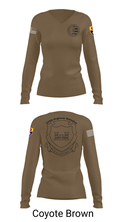 132d MRBC, 579th EN BN, 49th MP DIV 50518216 Women's Long Sleeve V-neck Shirt - 16