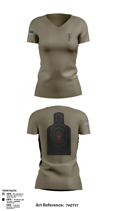 WIARNG Marksmanship 12854544 Women's Short Sleeve V-neck Shirt - 111