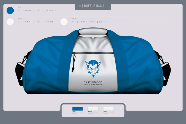 Duffle Bag, Castlewood High School Tennis, Tennis, Teamtime, Team time, sublimation, custom sports apparel, team uniforms, spirit wear, spiritwear, sports uniforms, custom shirts, team store, custom team store, fundraiser sports, apparel fundraiser