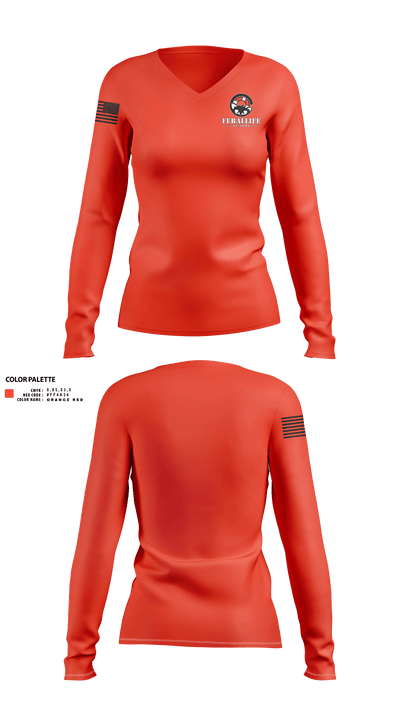 Ferallife Guards 79056222 Women's Long Sleeve V-neck Shirt - 10