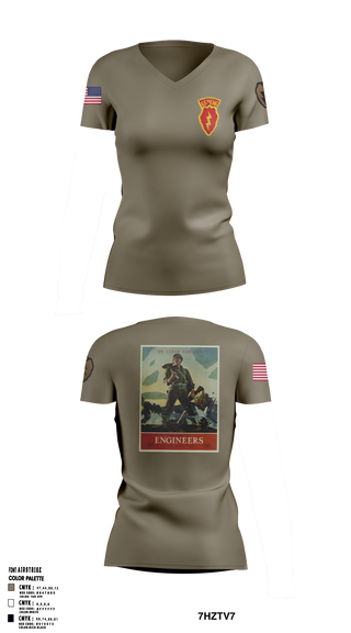 Womens Short Sleeve Vneck Shirt, 77th CEC-I, , Teamtime, Team time, sublimation, custom sports apparel, team uniforms, spirit wear, spiritwear, sports uniforms, custom shirts, team store, custom team store, fundraiser sports, apparel fundraiser
