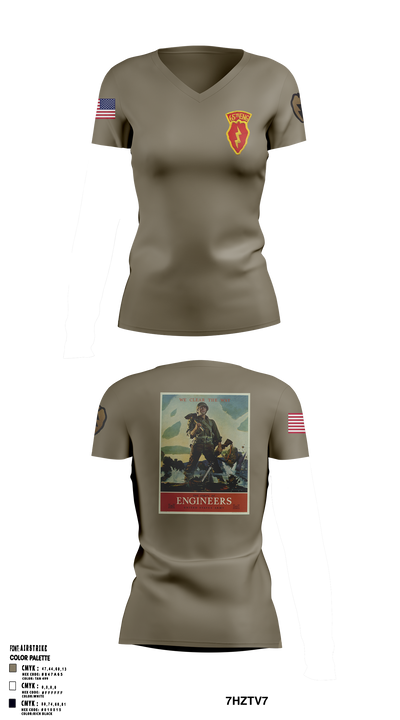77th CEC-I 87079569 Women's Short Sleeve V-neck Shirt - 1
