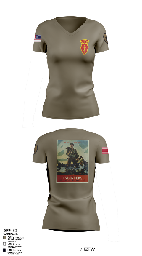 Womens Short Sleeve Vneck Shirt, 77th CEC-I, , Teamtime, Team time, sublimation, custom sports apparel, team uniforms, spirit wear, spiritwear, sports uniforms, custom shirts, team store, custom team store, fundraiser sports, apparel fundraiser