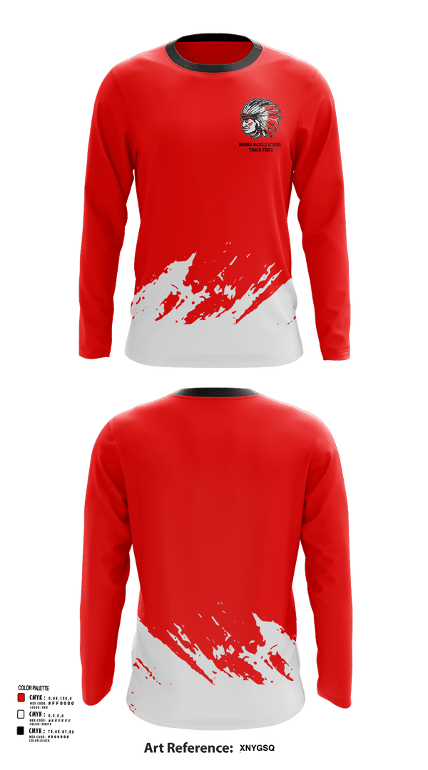 Long Sleeve Performance Shirt, Howar Middle School Track & Field, Track & Field, Teamtime, Team time, sublimation, custom sports apparel, team uniforms, spirit wear, spiritwear, sports uniforms, custom shirts, team store, custom team store, fundraiser sports, apparel fundraiser