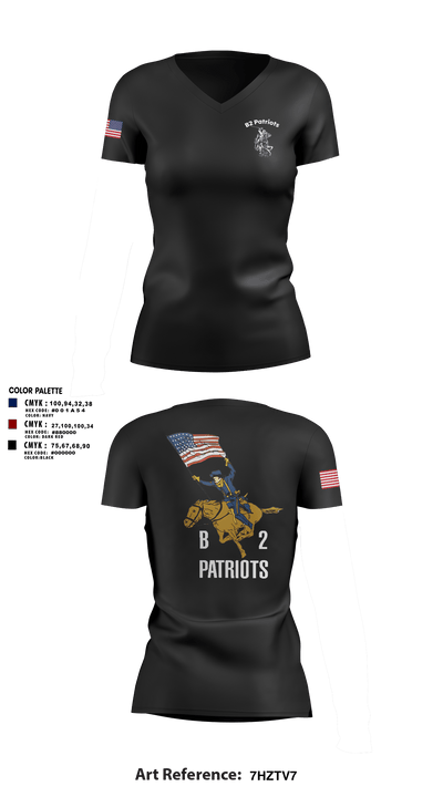 B2 Patriots no C flag Women's Short Sleeve V-neck Shirt - 3
