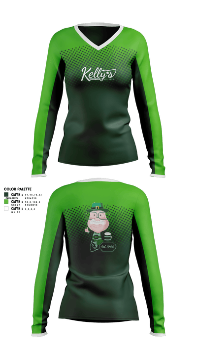 Kelly’s Irish Pub 62324000 Women's Long Sleeve V-neck Shirt - 1