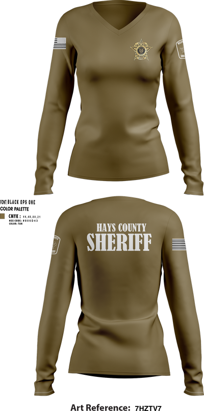Hays County Sheriff’s Office 39669531 Women's Long Sleeve V-neck Shirt - 140