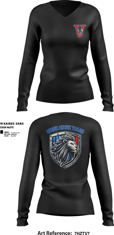 Valor 87378817 Women's Long Sleeve V-neck Shirt - 4