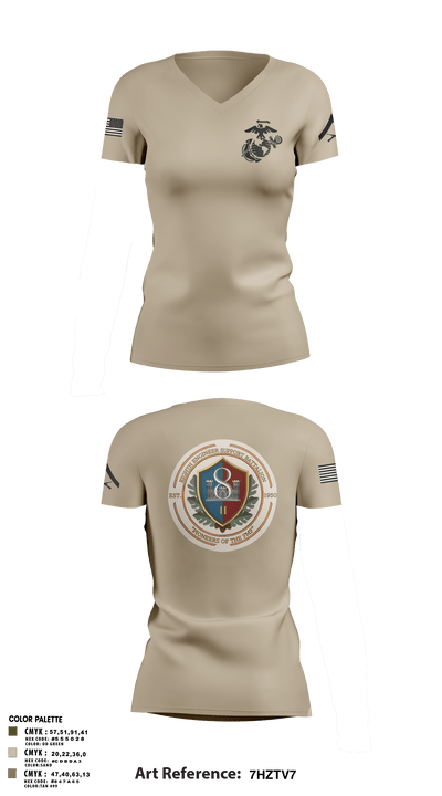 8th ESB Charlie Co. 31724499 Women's Short Sleeve V-neck Shirt - 2