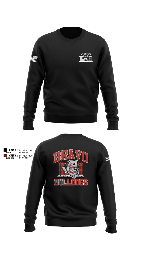 Crew Neck Sweatshirt, Bravo Company “Bulldogs” 31st Engineer Battalion, , Teamtime, Team time, sublimation, custom sports apparel, team uniforms, spirit wear, spiritwear, sports uniforms, custom shirts, team store, custom team store, fundraiser sports, apparel fundraiser
