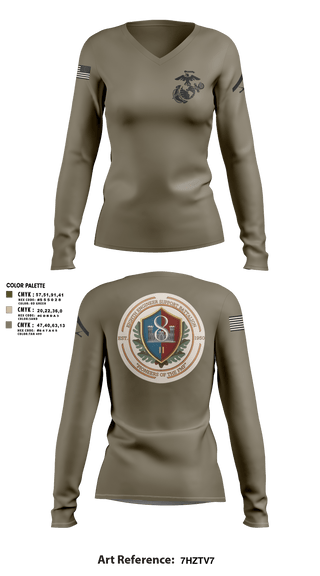 Womens Long Sleeve Vneck Shirt, 8th ESB Charlie Co., , Teamtime, Team time, sublimation, custom sports apparel, team uniforms, spirit wear, spiritwear, sports uniforms, custom shirts, team store, custom team store, fundraiser sports, apparel fundraiser