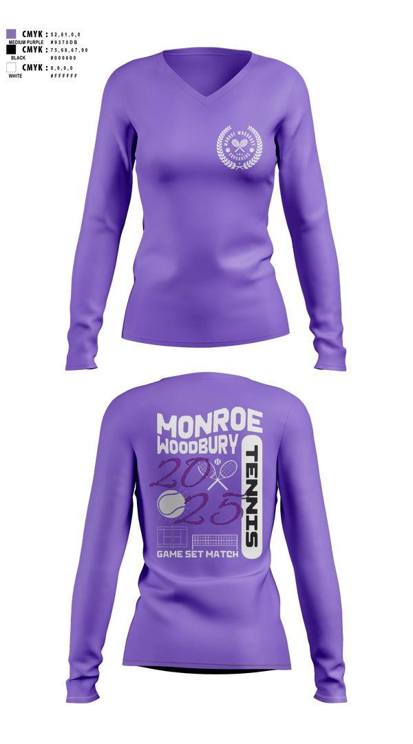 1141 INFANTRY REGIMENT Womens Long Sleeve Vneck Shirt 1, Monroe Woodbury, Tennis, Teamtime, Team time, sublimation, custom sports apparel, team uniforms, spirit wear, spiritwear, sports uniforms, custom shirts, team store, custom team store, fundraiser sports, apparel fundraiser
