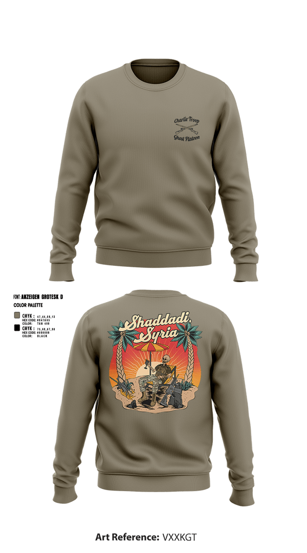 Crew Neck Sweatshirt, 1st PLT C TROOP 107 CAV, Army, Teamtime, Team time, sublimation, custom sports apparel, team uniforms, spirit wear, spiritwear, sports uniforms, custom shirts, team store, custom team store, fundraiser sports, apparel fundraiser