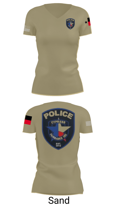 Cypress- Fairbanks ISD Police Department 56419862 Women's Short Sleeve V-neck Shirt - 84