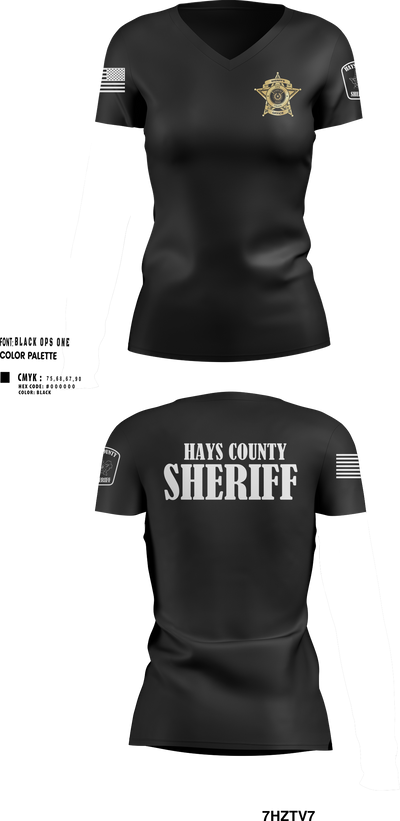 Hays County Sheriff’s Office 39669531 Women's Short Sleeve V-neck Shirt - 50