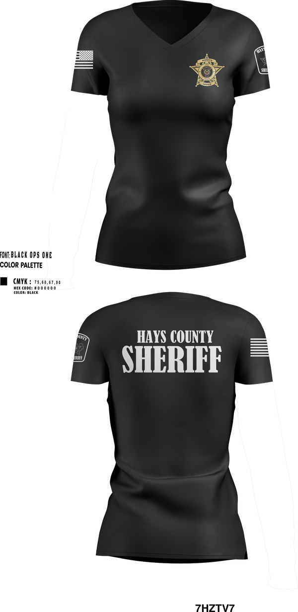 Womens Short Sleeve Vneck Shirt, Hays County Sheriff’s Office, , Teamtime, Team time, sublimation, custom sports apparel, team uniforms, spirit wear, spiritwear, sports uniforms, custom shirts, team store, custom team store, fundraiser sports, apparel fundraiser