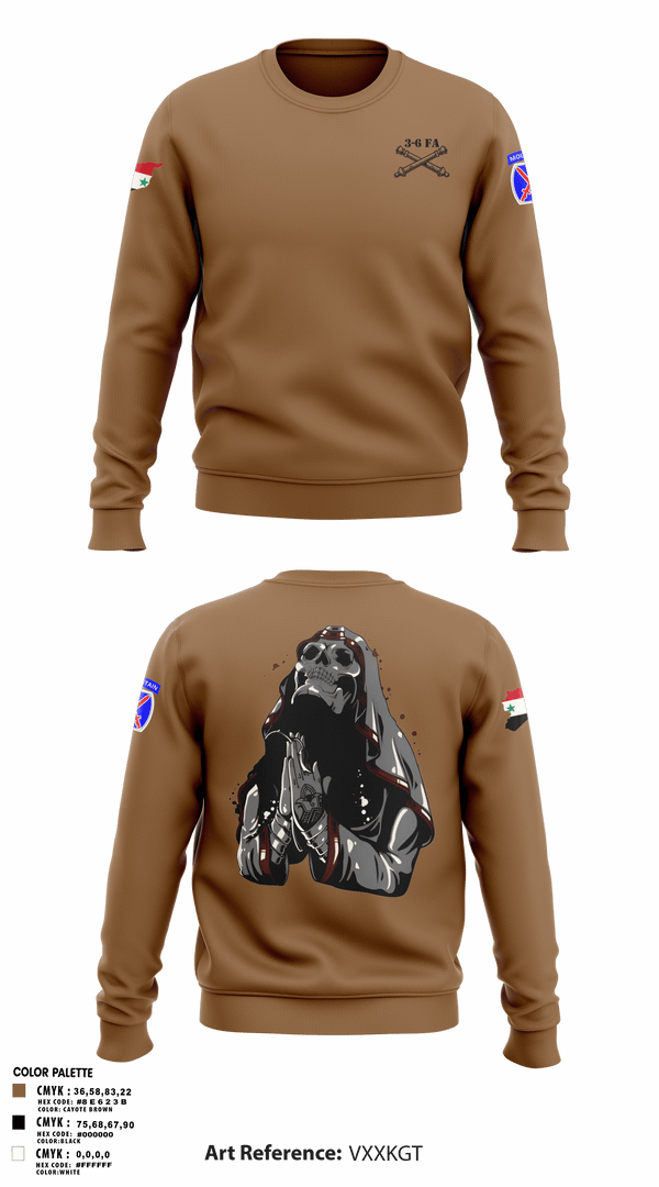 Crew Neck Sweatshirt, 3-6 FA, Army, Teamtime, Team time, sublimation, custom sports apparel, team uniforms, spirit wear, spiritwear, sports uniforms, custom shirts, team store, custom team store, fundraiser sports, apparel fundraiser