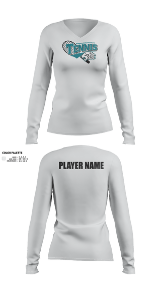 Womens Long Sleeve Vneck Shirt, Bonney Lake Panthers Tennis, Tennis, Teamtime, Team time, sublimation, custom sports apparel, team uniforms, spirit wear, spiritwear, sports uniforms, custom shirts, team store, custom team store, fundraiser sports, apparel fundraiser