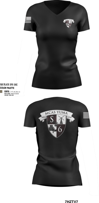 Womens Short Sleeve Vneck Shirt, MCAS Yuma Station S6, Marines, Teamtime, Team time, sublimation, custom sports apparel, team uniforms, spirit wear, spiritwear, sports uniforms, custom shirts, team store, custom team store, fundraiser sports, apparel fundraiser