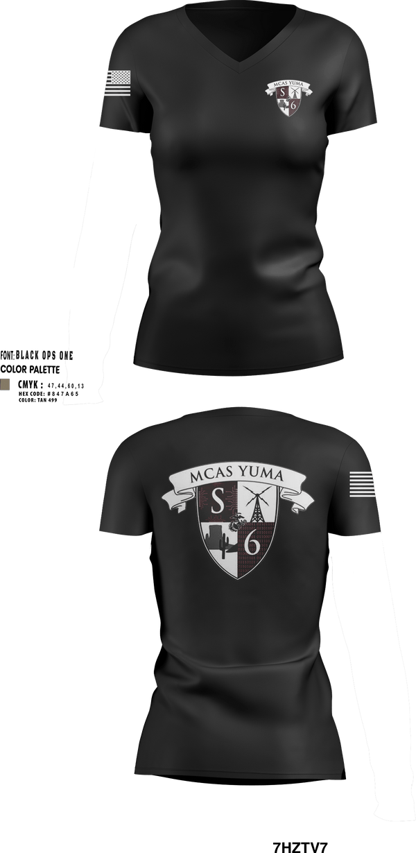 Womens Short Sleeve Vneck Shirt, MCAS Yuma Station S6, Marines, Teamtime, Team time, sublimation, custom sports apparel, team uniforms, spirit wear, spiritwear, sports uniforms, custom shirts, team store, custom team store, fundraiser sports, apparel fundraiser