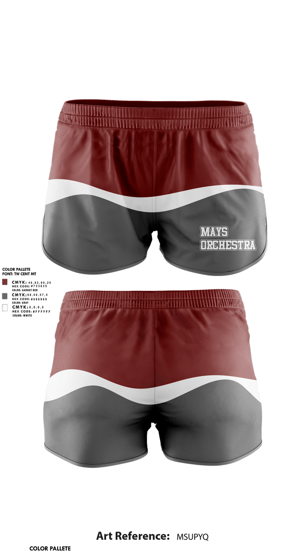 Womens Shorts, Mays Orchestra, Spirit Store, Teamtime, Team time, sublimation, custom sports apparel, team uniforms, spirit wear, spiritwear, sports uniforms, custom shirts, team store, custom team store, fundraiser sports, apparel fundraiser