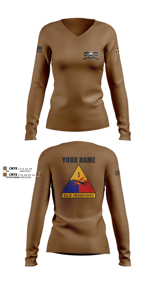 Womens Long Sleeve Vneck Shirt, Recon2, Army, Teamtime, Team time, sublimation, custom sports apparel, team uniforms, spirit wear, spiritwear, sports uniforms, custom shirts, team store, custom team store, fundraiser sports, apparel fundraiser