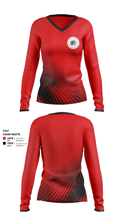 Social Circle Middle School Softball 28637906 Women's Long Sleeve V-neck Shirt - 2
