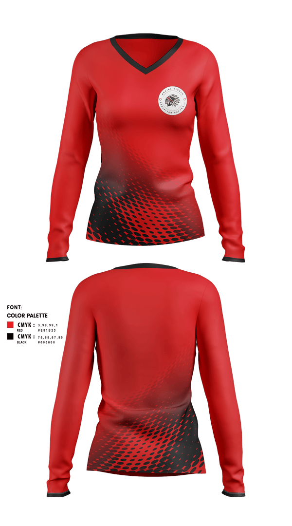 Womens Long Sleeve Vneck Shirt, Social Circle Middle School Softball, Softball, Teamtime, Team time, sublimation, custom sports apparel, team uniforms, spirit wear, spiritwear, sports uniforms, custom shirts, team store, custom team store, fundraiser sports, apparel fundraiser