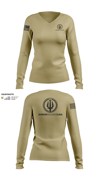 Womens Long Sleeve Vneck Shirt, Junior Guards USA, Swimming, Teamtime, Team time, sublimation, custom sports apparel, team uniforms, spirit wear, spiritwear, sports uniforms, custom shirts, team store, custom team store, fundraiser sports, apparel fundraiser