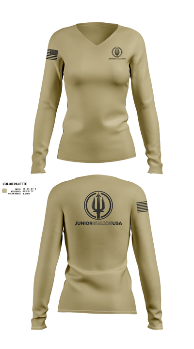 Junior Guards USA 66841563 Women's Long Sleeve V-neck Shirt - 600