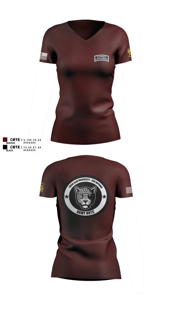 Womens Short Sleeve Vneck Shirt, TAMUSA ROTC, Army, Teamtime, Team time, sublimation, custom sports apparel, team uniforms, spirit wear, spiritwear, sports uniforms, custom shirts, team store, custom team store, fundraiser sports, apparel fundraiser