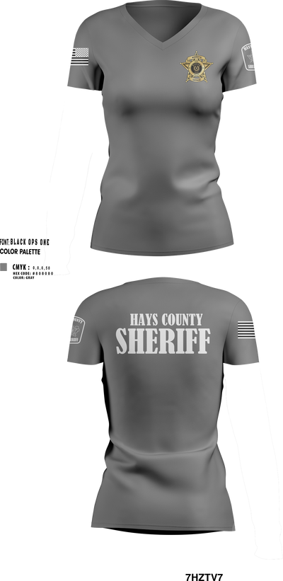 Hays County Sheriff’s Office 39669531 Women's Short Sleeve V-neck Shirt - 100