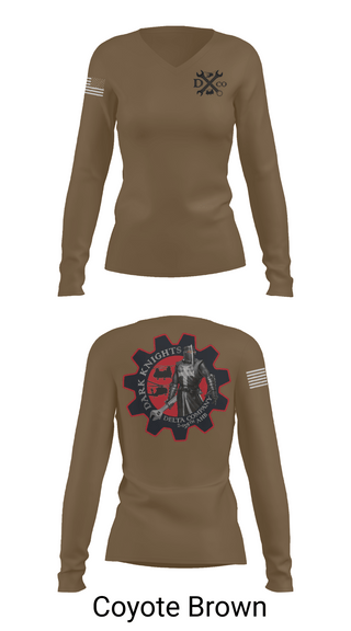 Womens Long Sleeve Vneck Shirt, D Co. 2-158th AHB, , Teamtime, Team time, sublimation, custom sports apparel, team uniforms, spirit wear, spiritwear, sports uniforms, custom shirts, team store, custom team store, fundraiser sports, apparel fundraiser