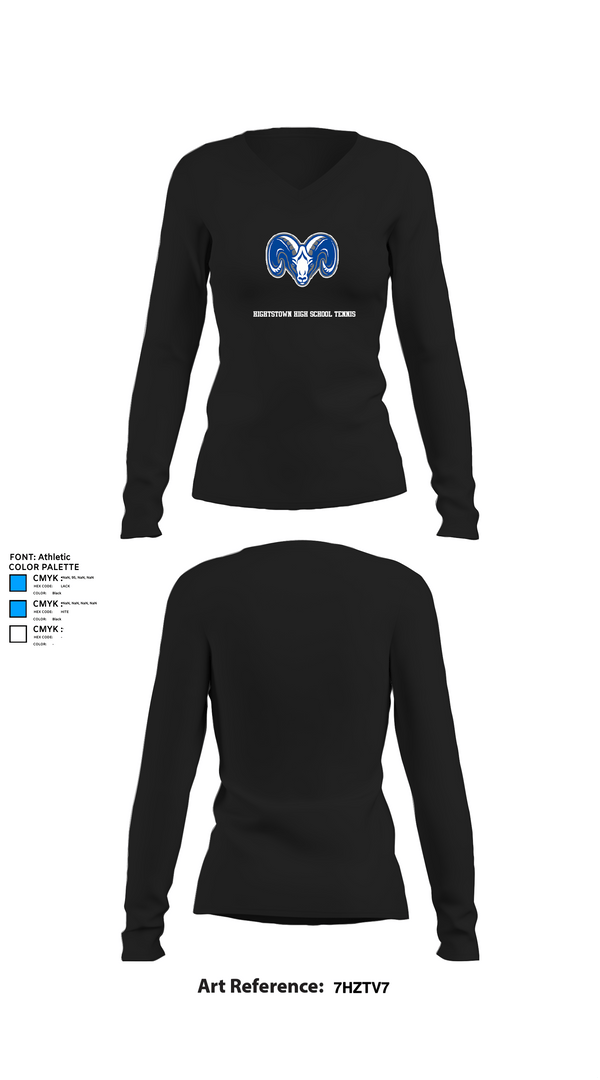 Womens Long Sleeve Vneck Shirt, Hightstown High School Tennis, Tennis, Teamtime, Team time, sublimation, custom sports apparel, team uniforms, spirit wear, spiritwear, sports uniforms, custom shirts, team store, custom team store, fundraiser sports, apparel fundraiser