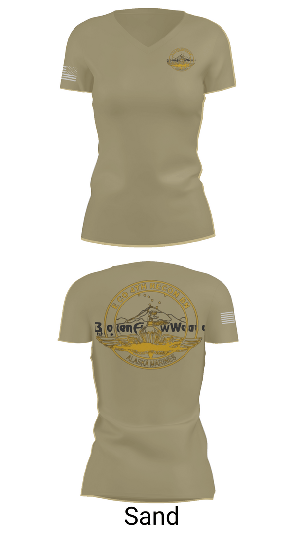 Womens Short Sleeve Vneck Shirt, E Co 4th Recon BN, , Teamtime, Team time, sublimation, custom sports apparel, team uniforms, spirit wear, spiritwear, sports uniforms, custom shirts, team store, custom team store, fundraiser sports, apparel fundraiser