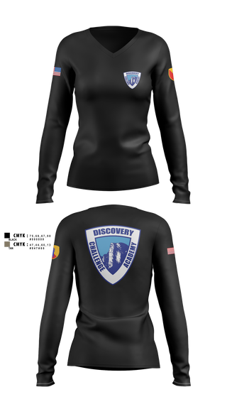 Womens Long Sleeve Vneck Shirt, Discovery ChalleNGe Academy, , Teamtime, Team time, sublimation, custom sports apparel, team uniforms, spirit wear, spiritwear, sports uniforms, custom shirts, team store, custom team store, fundraiser sports, apparel fundraiser