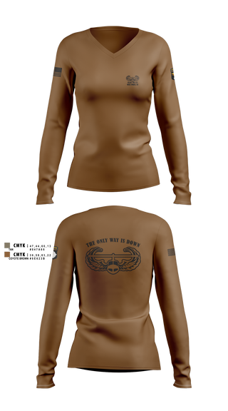 Womens Long Sleeve Vneck Shirt, AASLT 10-25 Ft. Campbell, Kentucky, , Teamtime, Team time, sublimation, custom sports apparel, team uniforms, spirit wear, spiritwear, sports uniforms, custom shirts, team store, custom team store, fundraiser sports, apparel fundraiser