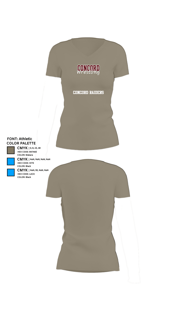 Womens Short Sleeve Vneck Shirt, Concord Raiders, Wrestling, Teamtime, Team time, sublimation, custom sports apparel, team uniforms, spirit wear, spiritwear, sports uniforms, custom shirts, team store, custom team store, fundraiser sports, apparel fundraiser