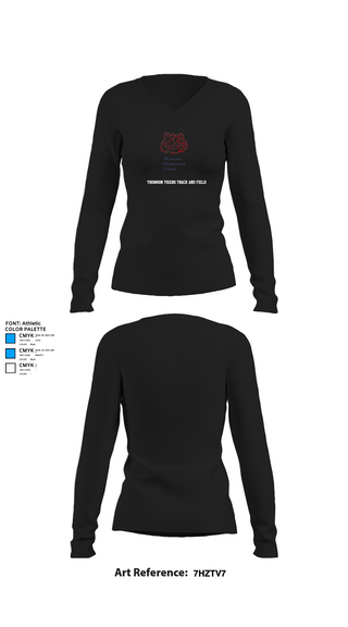 Womens Long Sleeve Vneck Shirt, Thomson Tigers Track and Field, Track & Field, Teamtime, Team time, sublimation, custom sports apparel, team uniforms, spirit wear, spiritwear, sports uniforms, custom shirts, team store, custom team store, fundraiser sports, apparel fundraiser