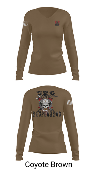 Womens Long Sleeve Vneck Shirt, 526th ECC Desperados FMT, , Teamtime, Team time, sublimation, custom sports apparel, team uniforms, spirit wear, spiritwear, sports uniforms, custom shirts, team store, custom team store, fundraiser sports, apparel fundraiser