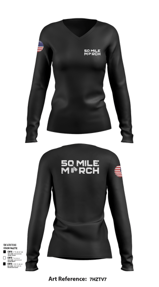 Womens Long Sleeve Vneck Shirt, 50 Mile March, , Teamtime, Team time, sublimation, custom sports apparel, team uniforms, spirit wear, spiritwear, sports uniforms, custom shirts, team store, custom team store, fundraiser sports, apparel fundraiser